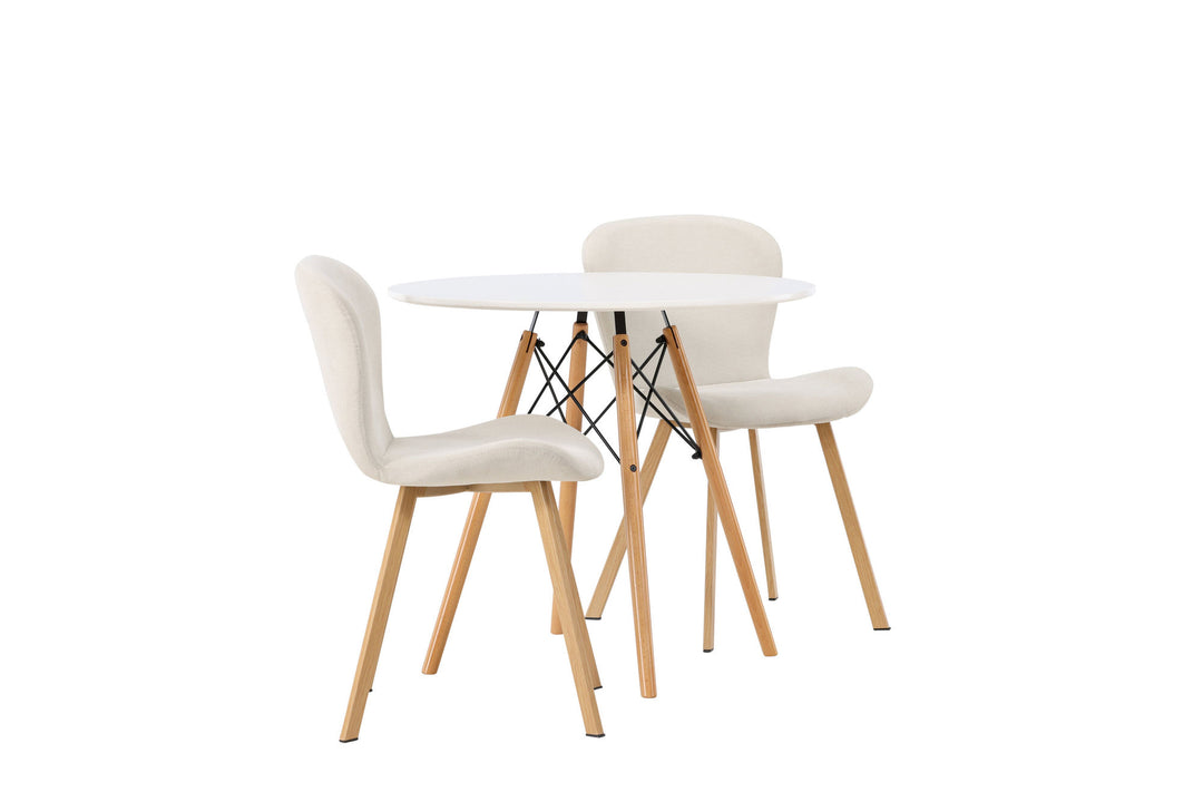 Venture Home Danburi Dining Table - Woodlook / Woodlook MDF +Lilja Dining Chair - Oaklook / Beige Fabric _2