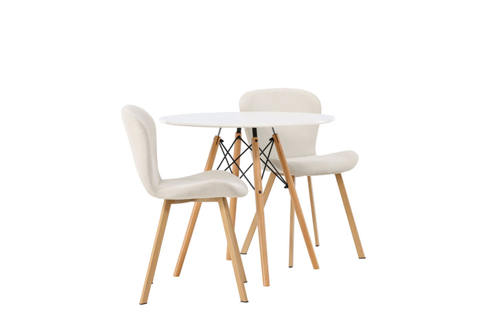 Venture Home Danburi Dining Table - Woodlook / Woodlook MDF +Lilja Dining Chair - Oaklook / Beige Fabric _2