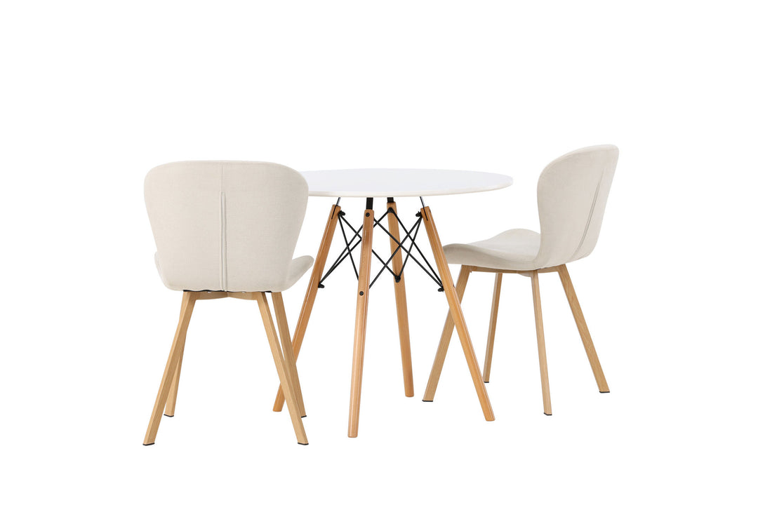 Venture Home Danburi Dining Table - Woodlook / Woodlook MDF +Lilja Dining Chair - Oaklook / Beige Fabric _2