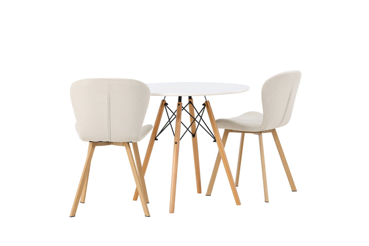 Venture Home Danburi Dining Table - Woodlook / Woodlook MDF +Lilja Dining Chair - Oaklook / Beige Fabric _2