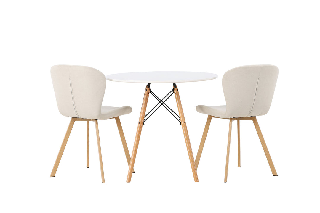Venture Home Danburi Dining Table - Woodlook / Woodlook MDF +Lilja Dining Chair - Oaklook / Beige Fabric _2