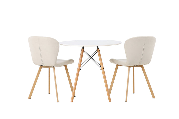 Venture Home Danburi Dining Table - Woodlook / Woodlook MDF +Lilja Dining Chair - Oaklook / Beige Fabric _2