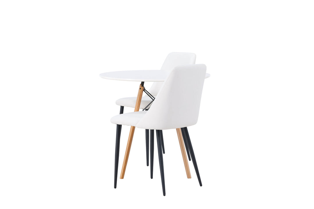 Venture Home Danburi Dining Table - Woodlook / Woodlook MDF +Night Dining Chair - Black / White PU _2