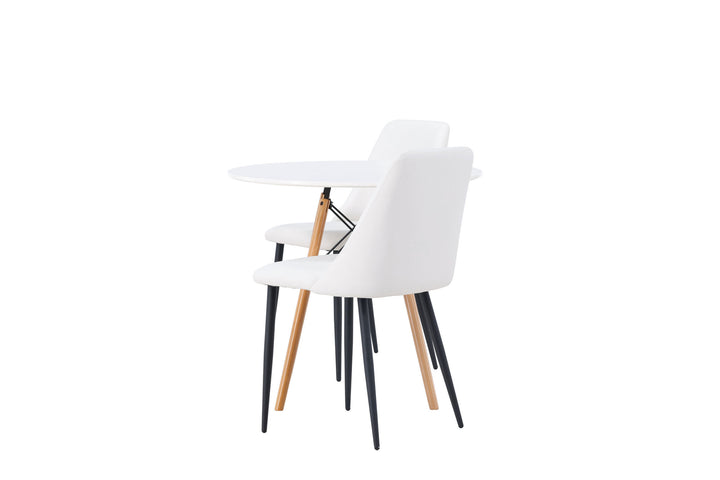 Venture Home Danburi Dining Table - Woodlook / Woodlook MDF +Night Dining Chair - Black / White PU _2