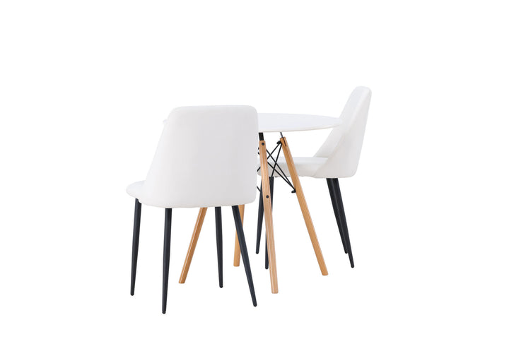 Venture Home Danburi Dining Table - Woodlook / Woodlook MDF +Night Dining Chair - Black / White PU _2