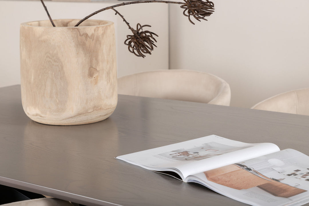 Venture Home Piazza Dining Table - Black / Grey Veneer+Berit Chair - Black / Beige Velvet_6