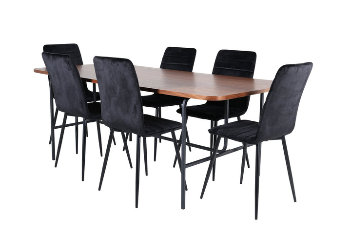 Venture Home Uno Dining Table - Black / Walnut Veneer+Windu Lyx Chair - Black / Black Velvet_6