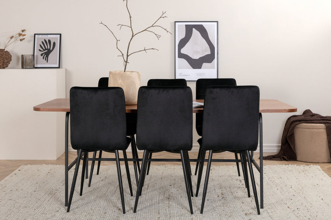 Venture Home Uno Dining Table - Black / Walnut Veneer+Windu Lyx Chair - Black / Black Velvet_6