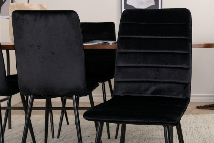 Venture Home Uno Dining Table - Black / Walnut Veneer+Windu Lyx Chair - Black / Black Velvet_6