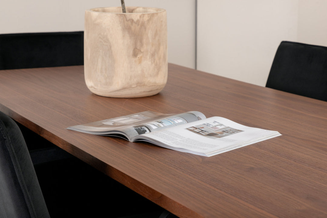 Venture Home Uno Dining Table - Black / Walnut Veneer+Petra Chair - Distressed Copper / Black Velvet_6