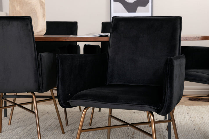 Venture Home Uno Dining Table - Black / Walnut Veneer+Petra Chair - Distressed Copper / Black Velvet_6