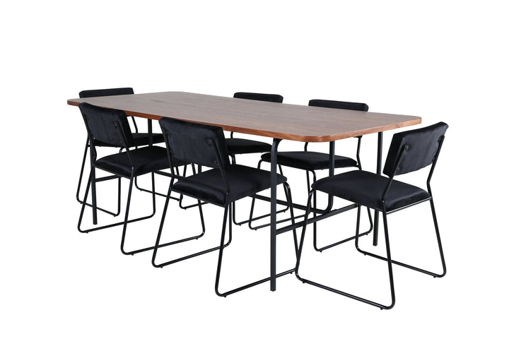 Venture Home Uno Dining Table - Black / Walnut Veneer+Kenth Chair - Black / Black Velvet_6