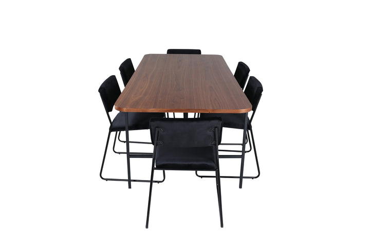 Venture Home Uno Dining Table - Black / Walnut Veneer+Kenth Chair - Black / Black Velvet_6