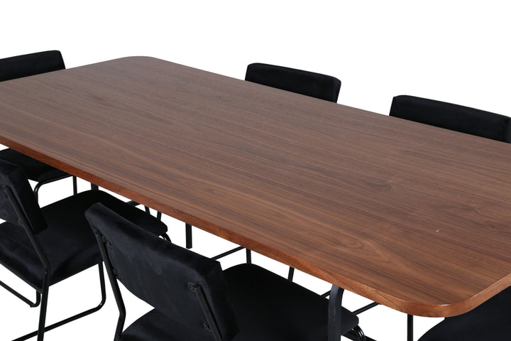 Venture Home Uno Dining Table - Black / Walnut Veneer+Kenth Chair - Black / Black Velvet_6
