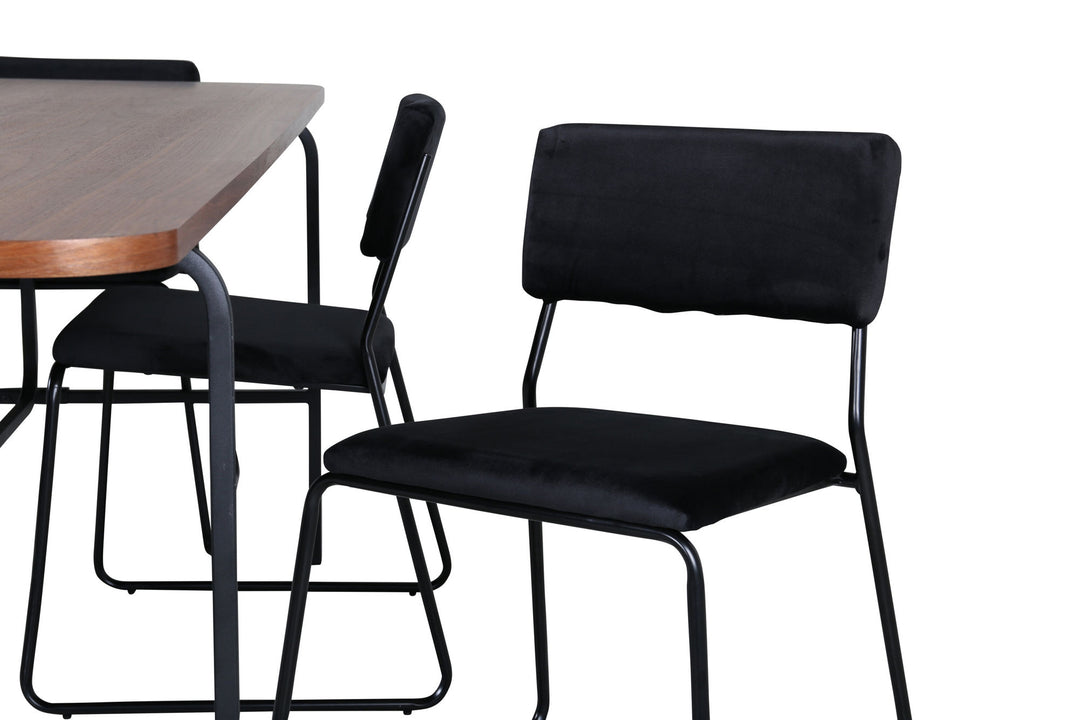 Venture Home Uno Dining Table - Black / Walnut Veneer+Kenth Chair - Black / Black Velvet_6