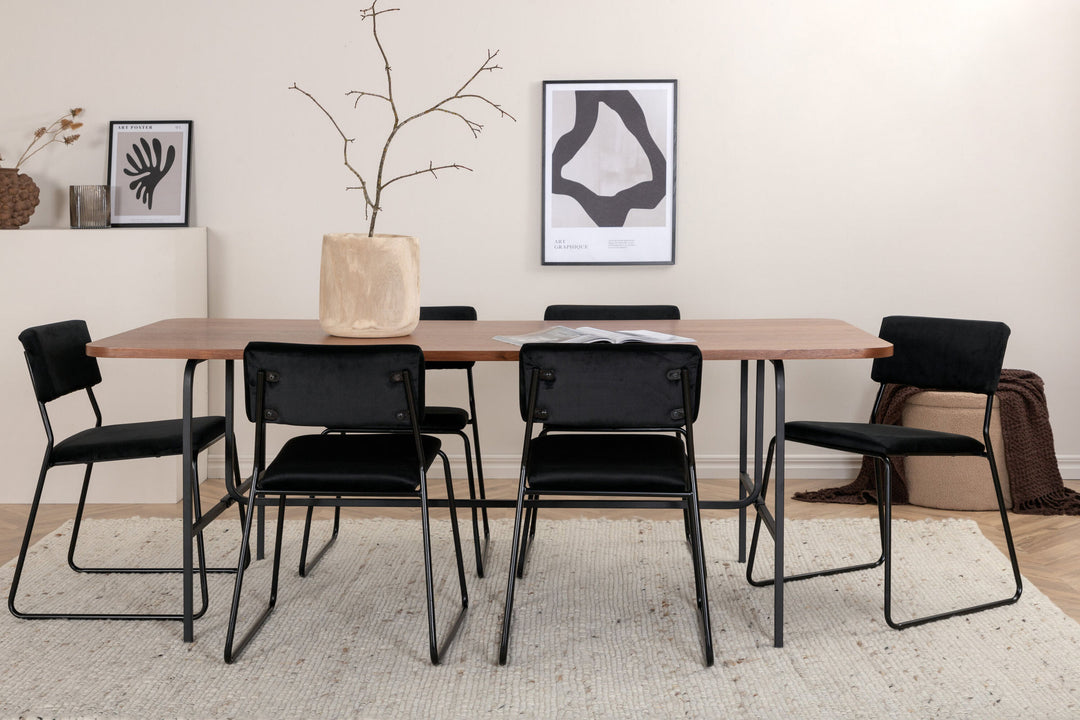 Venture Home Uno Dining Table - Black / Walnut Veneer+Kenth Chair - Black / Black Velvet_6