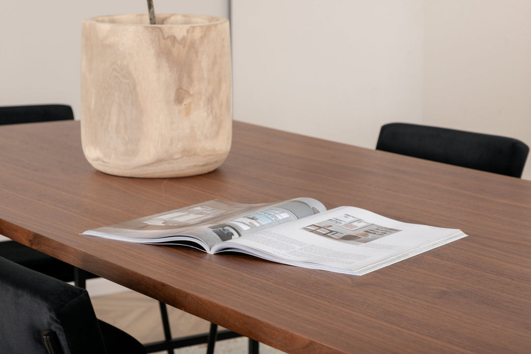 Venture Home Uno Dining Table - Black / Walnut Veneer+Kenth Chair - Black / Black Velvet_6