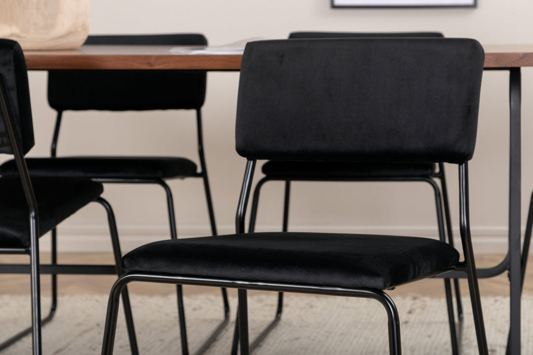Venture Home Uno Dining Table - Black / Walnut Veneer+Kenth Chair - Black / Black Velvet_6