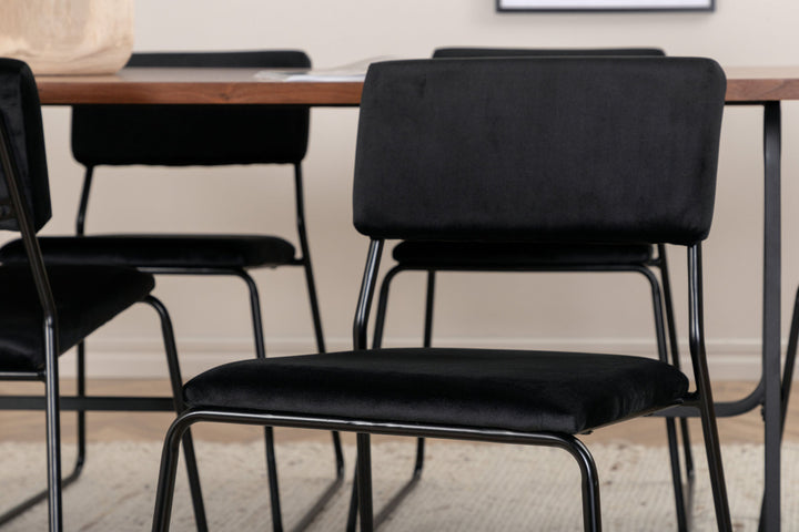 Venture Home Uno Dining Table - Black / Walnut Veneer+Kenth Chair - Black / Black Velvet_6