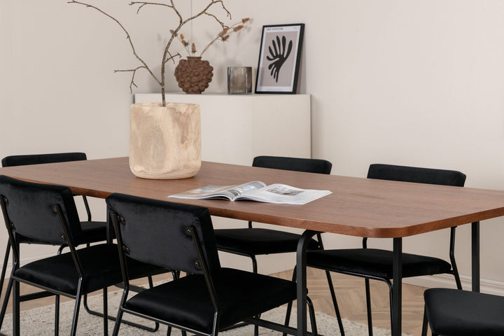 Venture Home Uno Dining Table - Black / Walnut Veneer+Kenth Chair - Black / Black Velvet_6