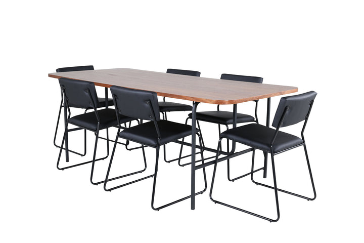 Venture Home Uno Dining Table - Black / Walnut Veneer+Kenth Chair - Black / Black PU_6