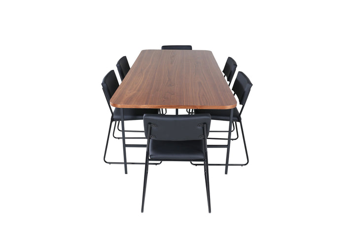 Venture Home Uno Dining Table - Black / Walnut Veneer+Kenth Chair - Black / Black PU_6