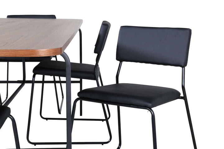 Venture Home Uno Dining Table - Black / Walnut Veneer+Kenth Chair - Black / Black PU_6