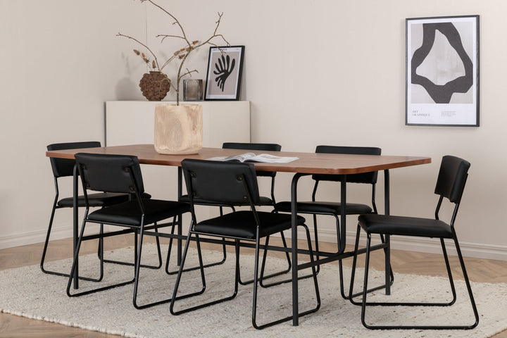 Venture Home Uno Dining Table - Black / Walnut Veneer+Kenth Chair - Black / Black PU_6