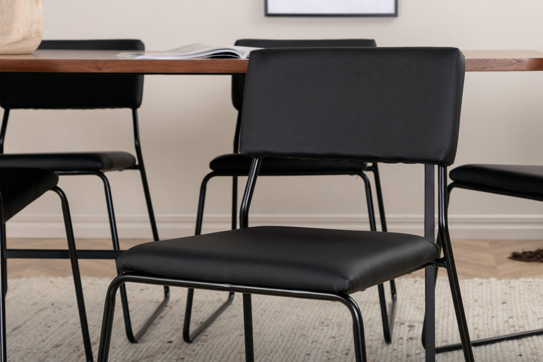 Venture Home Uno Dining Table - Black / Walnut Veneer+Kenth Chair - Black / Black PU_6