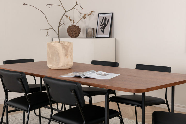 Venture Home Uno Dining Table - Black / Walnut Veneer+Kenth Chair - Black / Black PU_6