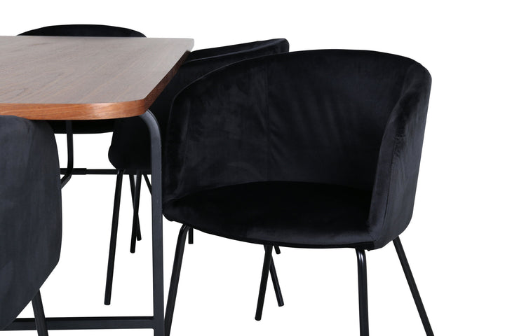 Venture Home Uno Dining Table - Black / Walnut Veneer+Berit Chair - Black / Black Velvet_6