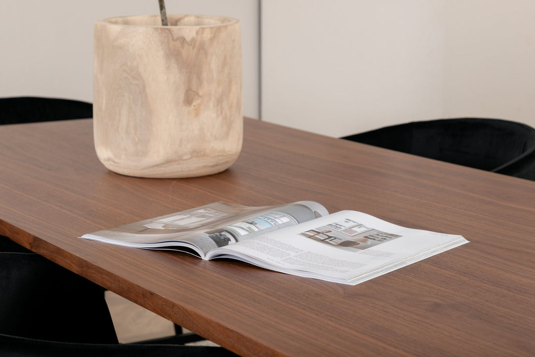 Venture Home Uno Dining Table - Black / Walnut Veneer+Berit Chair - Black / Black Velvet_6