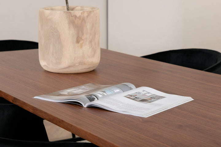 Venture Home Uno Dining Table - Black / Walnut Veneer+Berit Chair - Black / Black Velvet_6