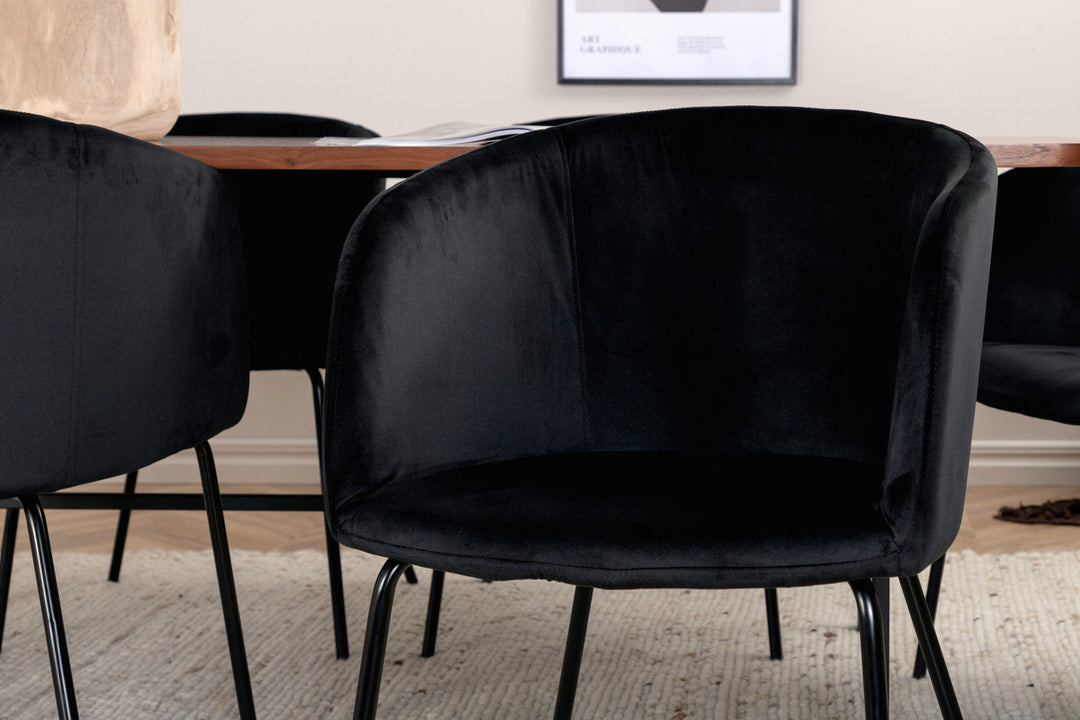 Venture Home Uno Dining Table - Black / Walnut Veneer+Berit Chair - Black / Black Velvet_6
