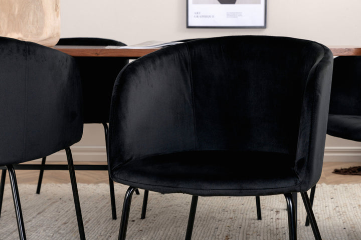 Venture Home Uno Dining Table - Black / Walnut Veneer+Berit Chair - Black / Black Velvet_6