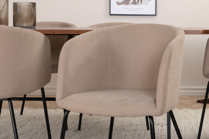 Venture Home Uno Dining Table - Black / Walnut Veneer+Berit Chair - Black / Beige Fabric (Polyester linen )_6