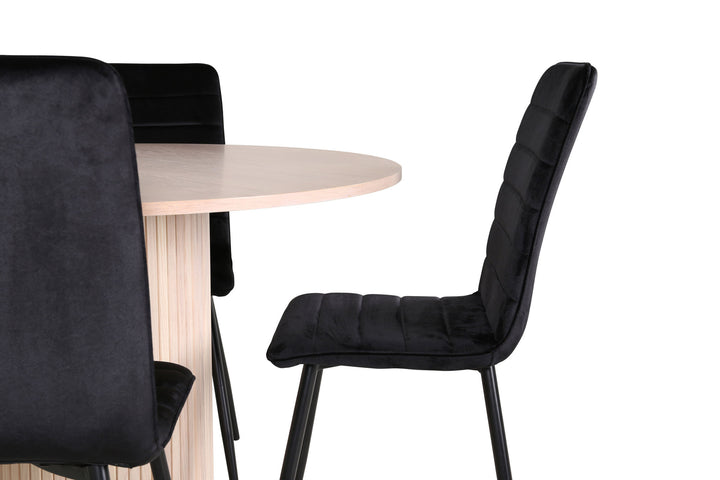 Venture Home Bianca Round Dining Table - White Wash / Black Veneer+Windu Lyx Chair - Black / Black Velvet_4