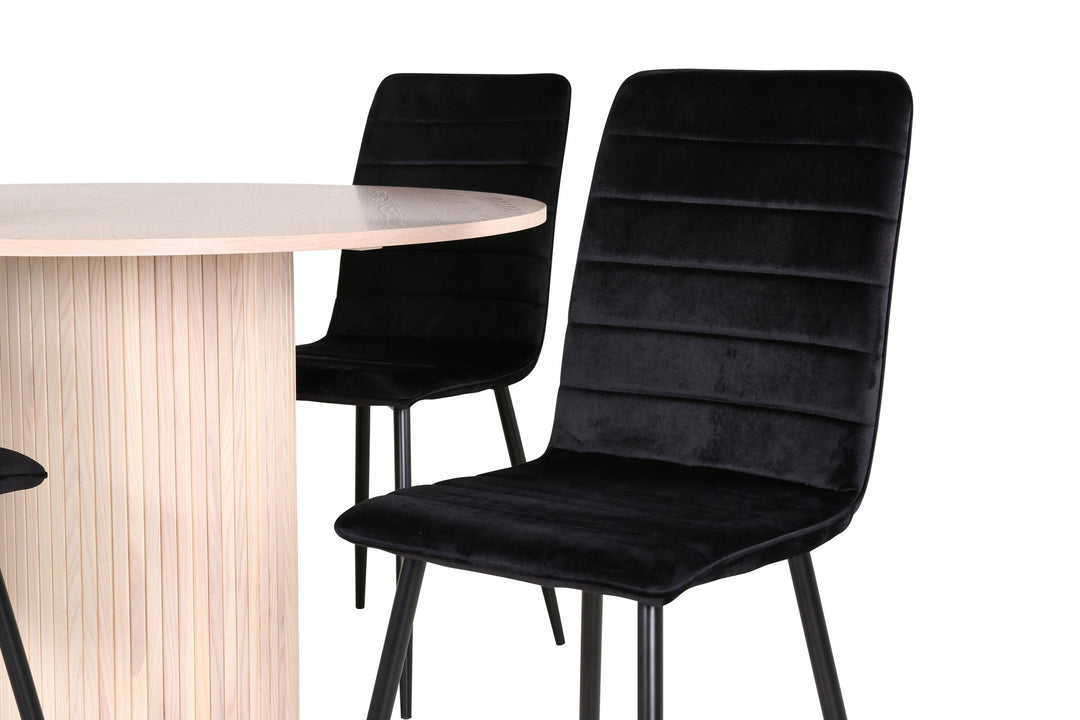 Venture Home Bianca Round Dining Table - White Wash / Black Veneer+Windu Lyx Chair - Black / Black Velvet_4