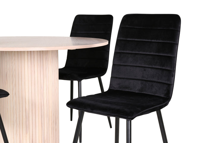 Venture Home Bianca Round Dining Table - White Wash / Black Veneer+Windu Lyx Chair - Black / Black Velvet_4