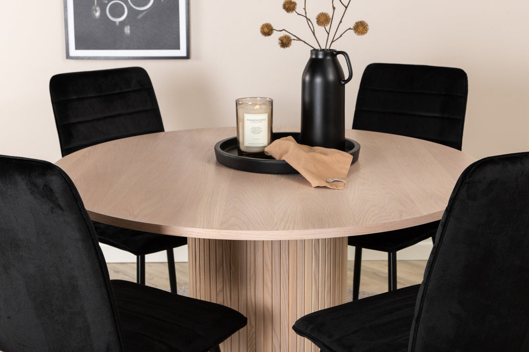 Venture Home Bianca Round Dining Table - White Wash / Black Veneer+Windu Lyx Chair - Black / Black Velvet_4