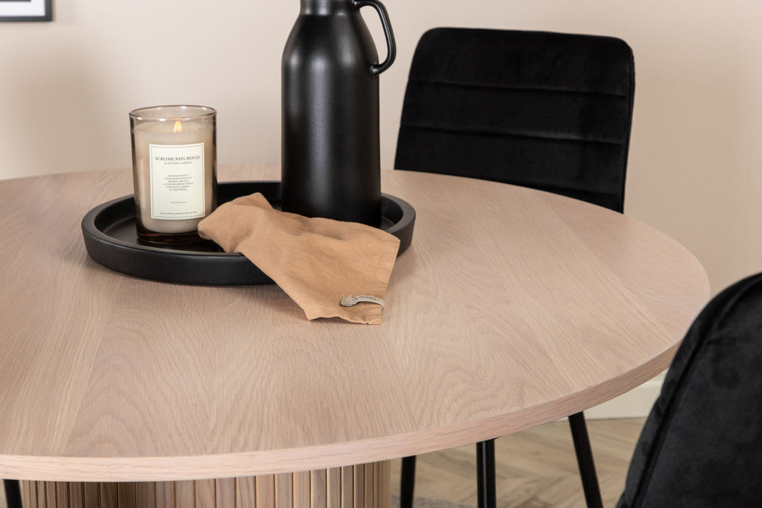 Venture Home Bianca Round Dining Table - White Wash / Black Veneer+Windu Lyx Chair - Black / Black Velvet_4