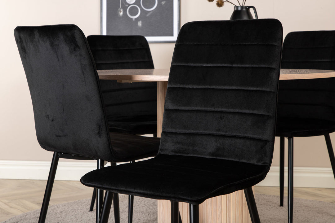 Venture Home Bianca Round Dining Table - White Wash / Black Veneer+Windu Lyx Chair - Black / Black Velvet_4