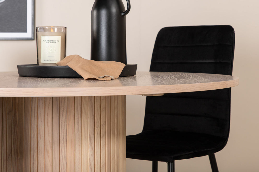 Venture Home Bianca Round Dining Table - White Wash / Black Veneer+Windu Lyx Chair - Black / Black Velvet_4