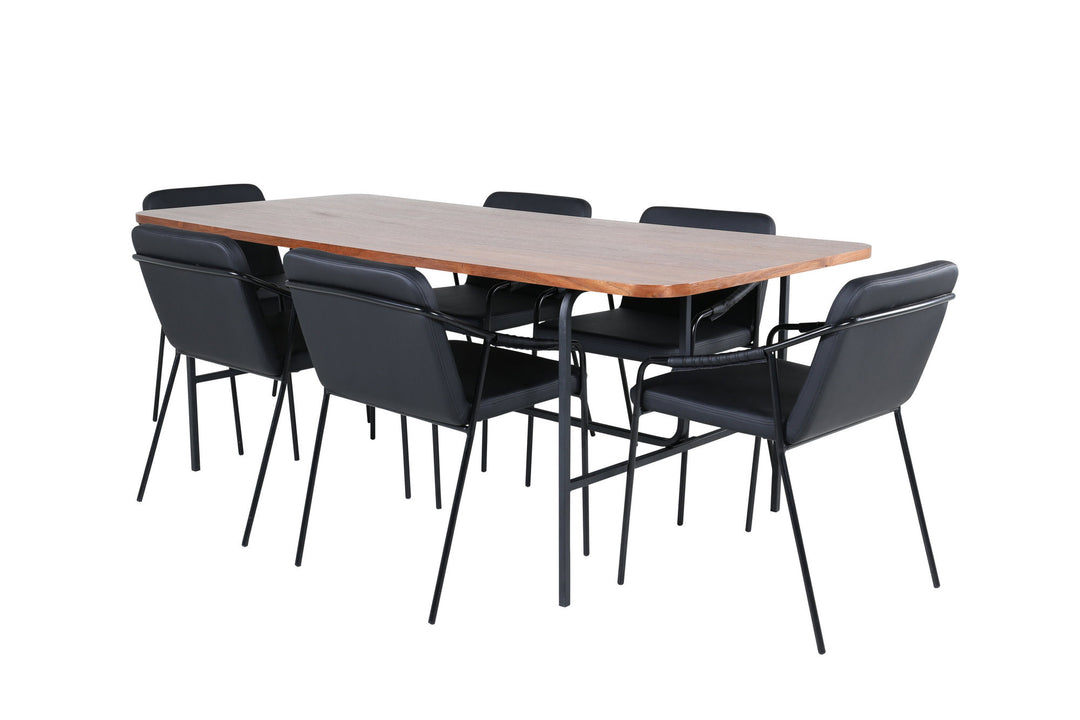 Venture Home Uno Dining Table - Black / Walnut Veneer+Tvist Chair - Black / Black PU_6