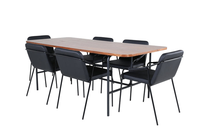 Venture Home Uno Dining Table - Black / Walnut Veneer+Tvist Chair - Black / Black PU_6
