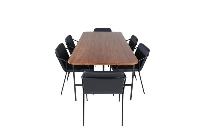 Venture Home Uno Dining Table - Black / Walnut Veneer+Tvist Chair - Black / Black PU_6