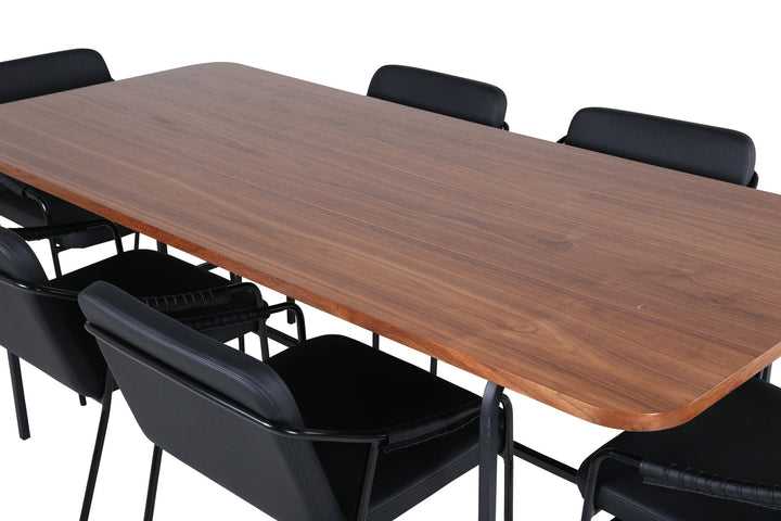 Venture Home Uno Dining Table - Black / Walnut Veneer+Tvist Chair - Black / Black PU_6