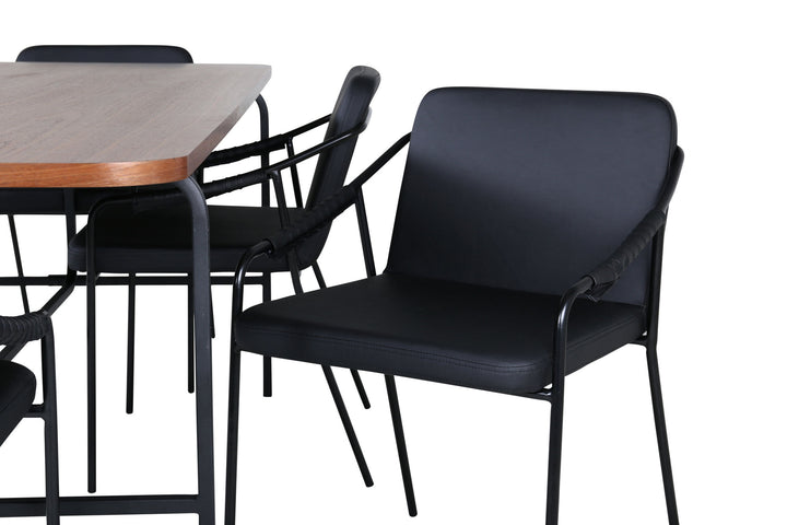 Venture Home Uno Dining Table - Black / Walnut Veneer+Tvist Chair - Black / Black PU_6