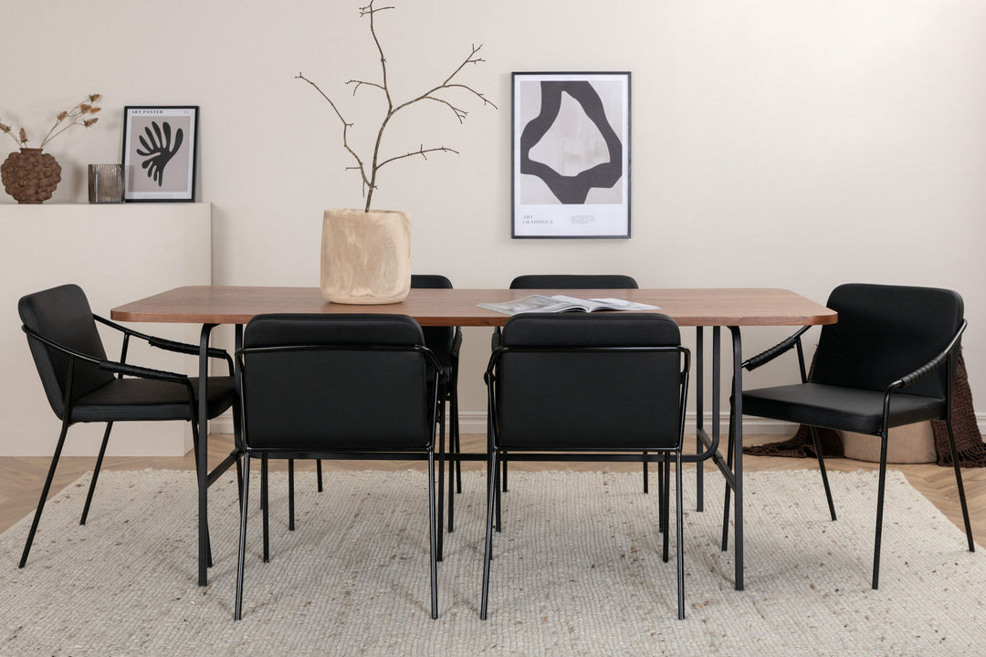 Venture Home Uno Dining Table - Black / Walnut Veneer+Tvist Chair - Black / Black PU_6