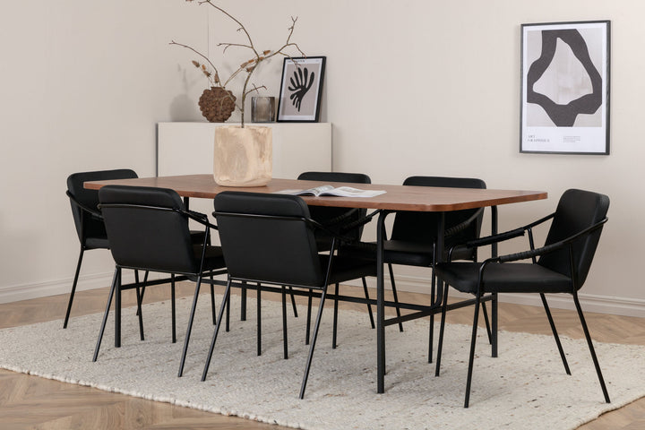 Venture Home Uno Dining Table - Black / Walnut Veneer+Tvist Chair - Black / Black PU_6